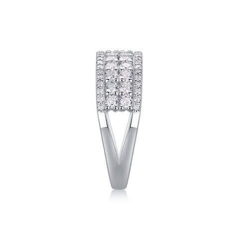 Multi-row Moissanite Silver Ring Luxury Fashion Fine Jewelry