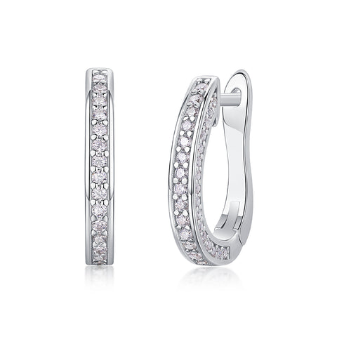 S925 Sterling Silver Moissanite Hoop Earrings Platinum-Plated Studs Elegant and Trendy