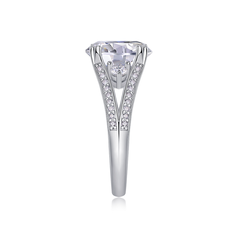 Elegant Radiance Sterling Silver Moissanite Ring with Platinum-Plated Accents - 5