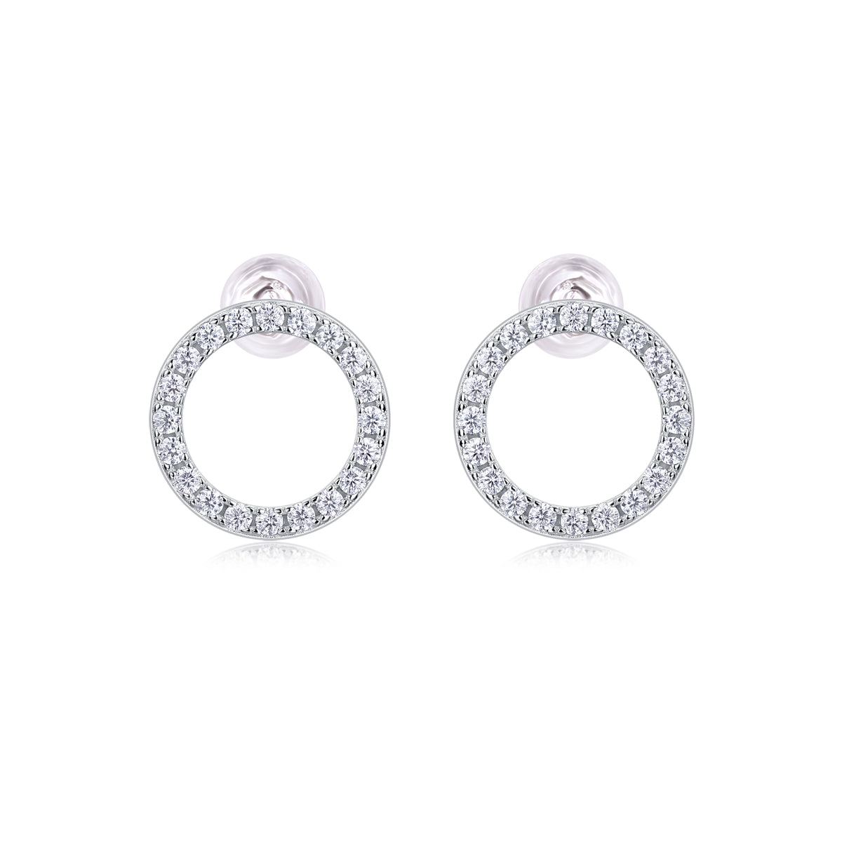 Moissanite Silver Stud Earrings Luxury Circle Design S925 Fine Jewelry
