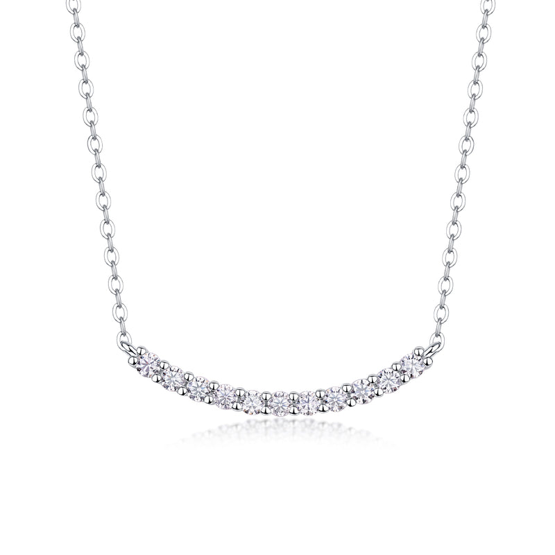 S925 Sterling Silver Moissanite Pendant Necklace Set Elegant Minimalist Design - 2