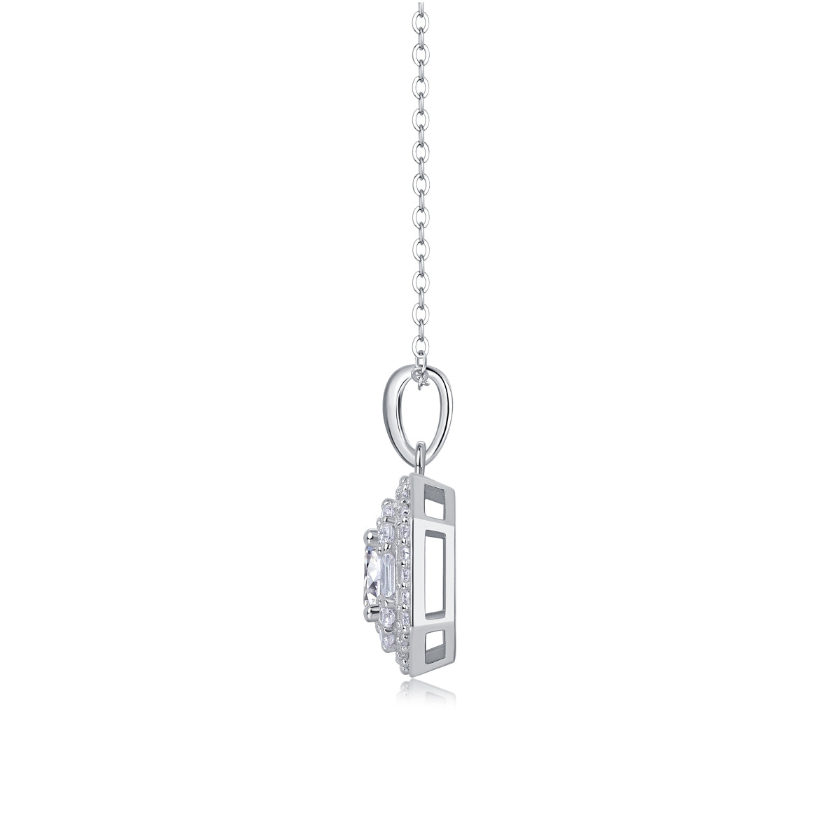 1-Carat Moissanite Square Pendant Necklace in S925 Sterling Silver