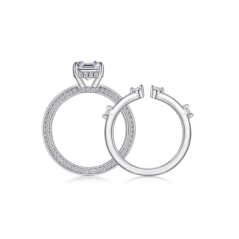 1Ice Crystal Love Moissanite Sterling Silver Ring Set Modern Elegant Unisex - 1