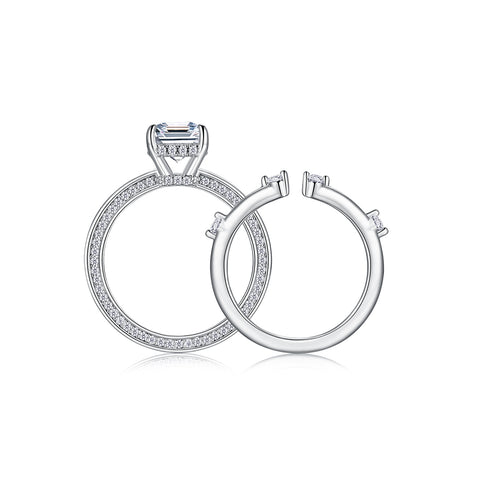 1Ice Crystal Love Moissanite Sterling Silver Ring Set for Men and Women