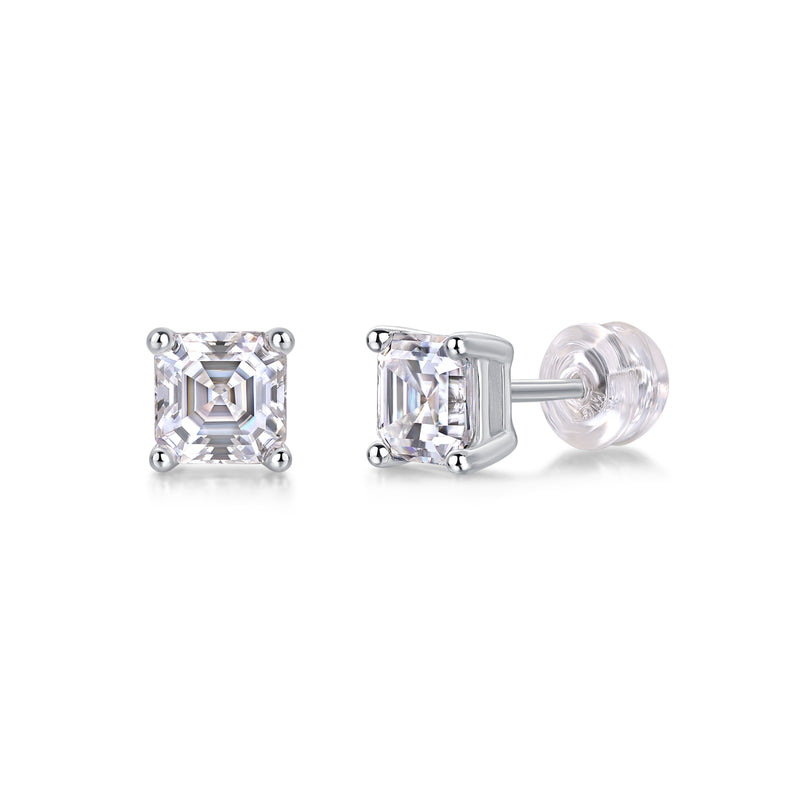 Square Moissanite Stud Earrings in S925 Sterling Silver Modern Fine Jewelry - 5
