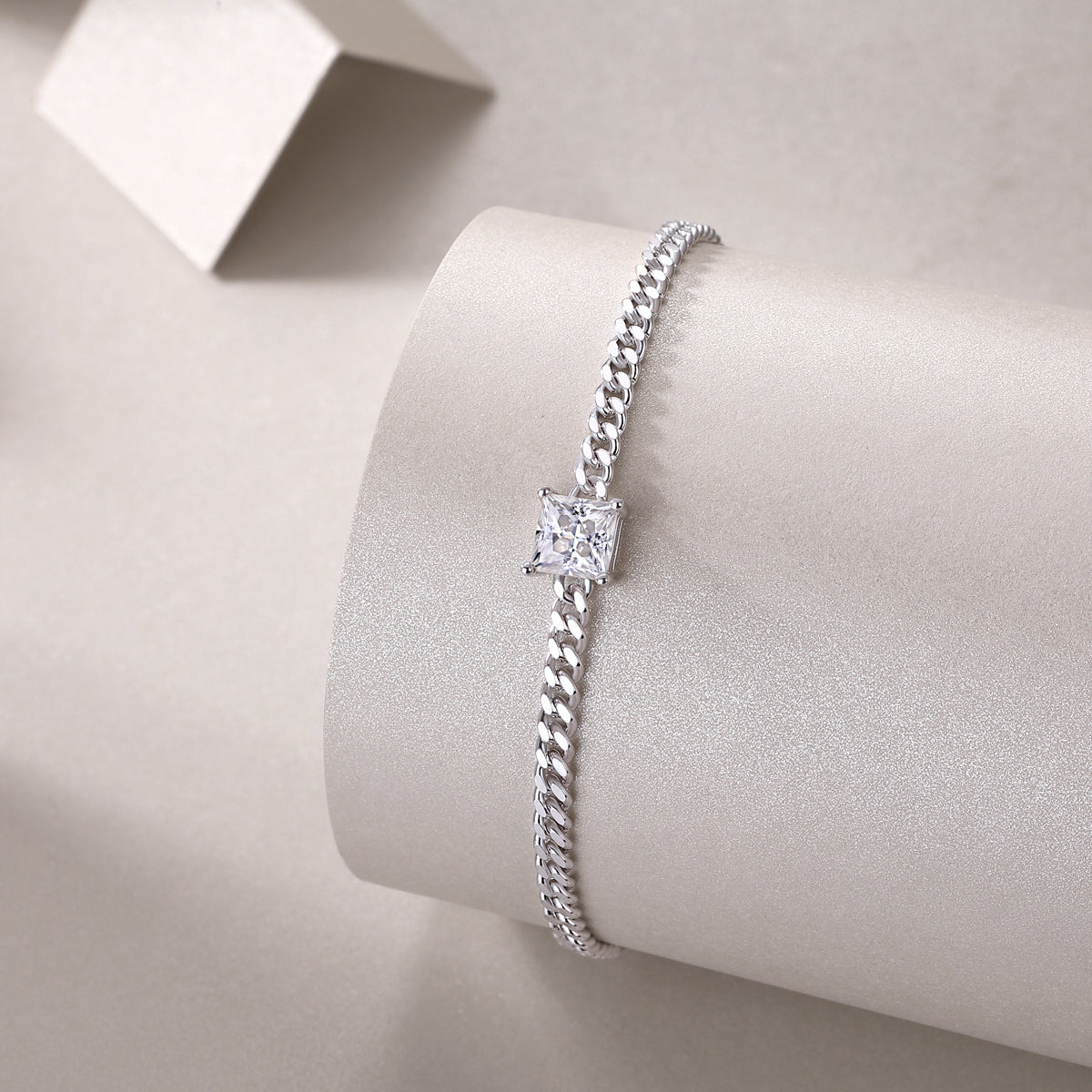 S925 Silver Moissanite Square Diamond Bracelet Elegant Luxury Fashion Jewelry