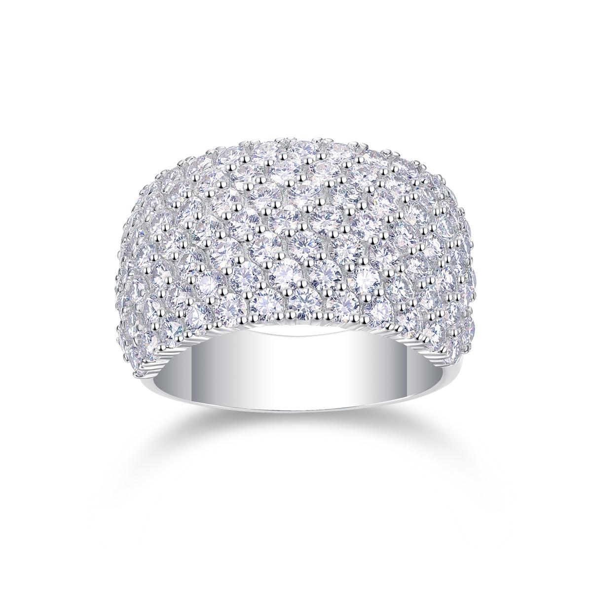 Luxury Multi-Row Moissanite Wide Ring in S925 Silver