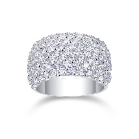 Luxury Multi-Row Moissanite Wide Ring in S925 Silver