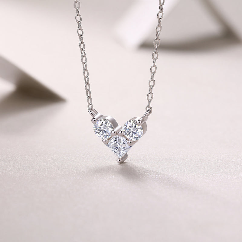 S925 Sterling Silver Square Moissanite Pendant Necklace Fashion Jewelry - 3
