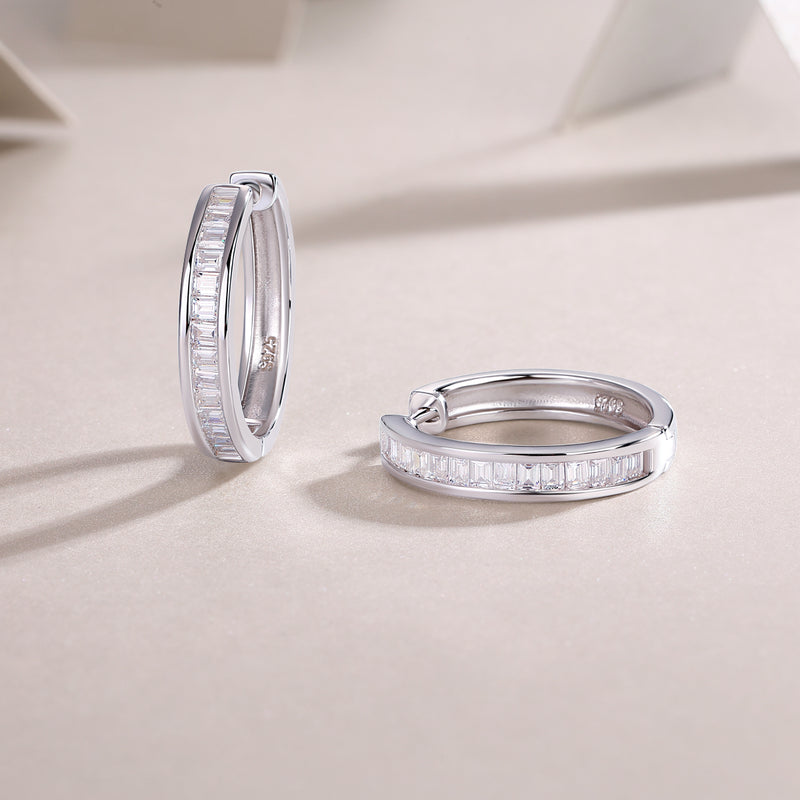 S925 Silver Moissanite Hoop Stud Earrings - 3