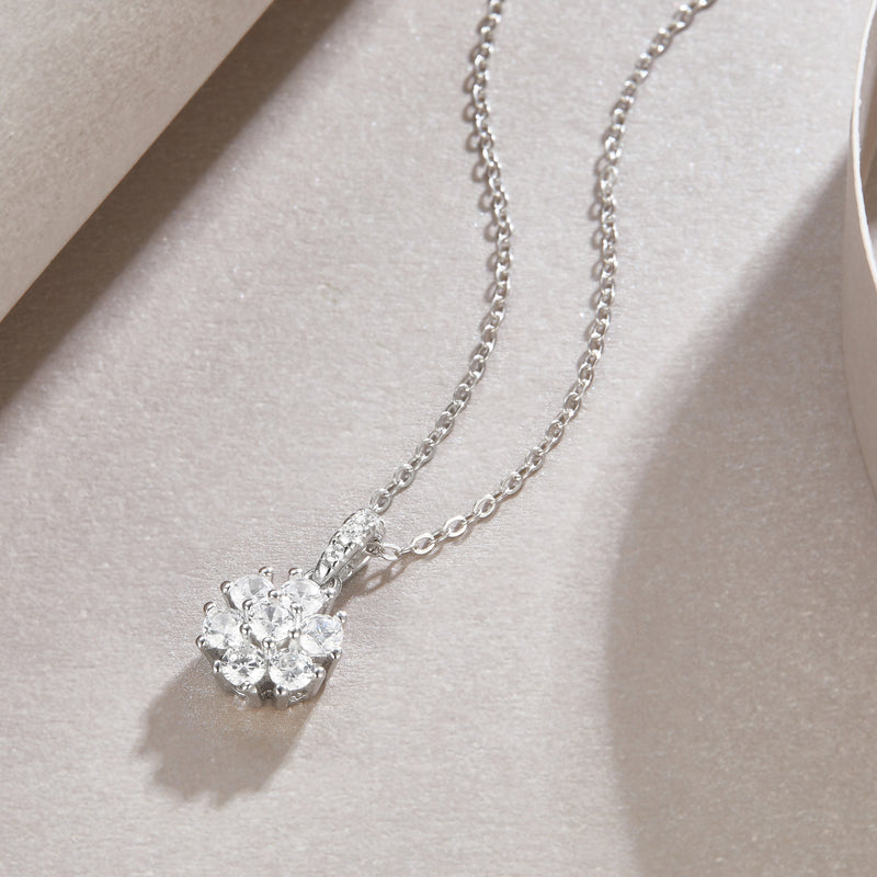 Snowflake Dance Moissanite Pendant Necklace S925 Sterling Silver Elegant Jewelry - 6