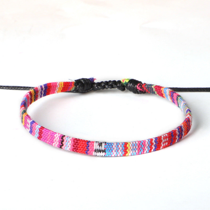 Bohemian Hand Woven Rainbow Color Cloth Anklet