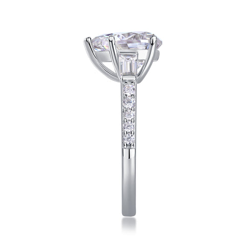 Pear-Shaped Moissanite S925 Silver Ring Modern Elegant Fashion Jewelry