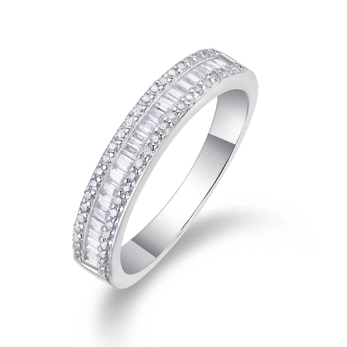 S925 Silver Square Moissanite Ring Luxury Fashion Band