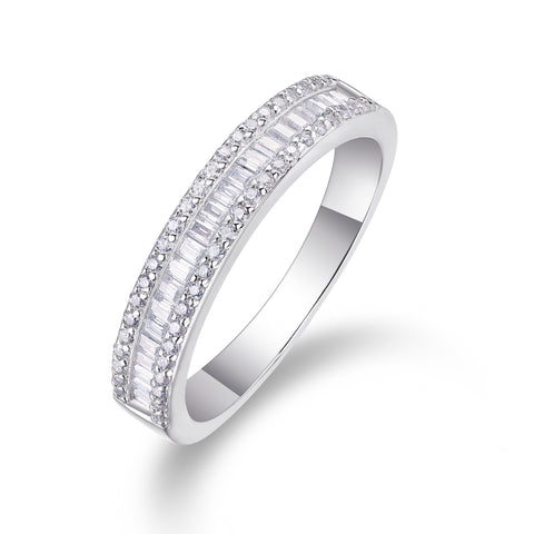 S925 Silver Square Moissanite Ring Luxury Fashion Band