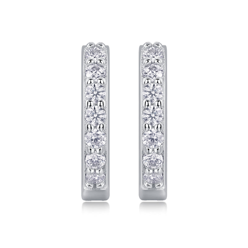 S925 Silver Moissanite Hoop Earrings Modern Elegant Luxury Studs - 1