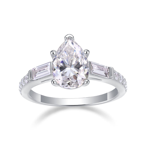 Pear-Shaped Moissanite S925 Silver Ring Modern Elegant Fashion Jewelry