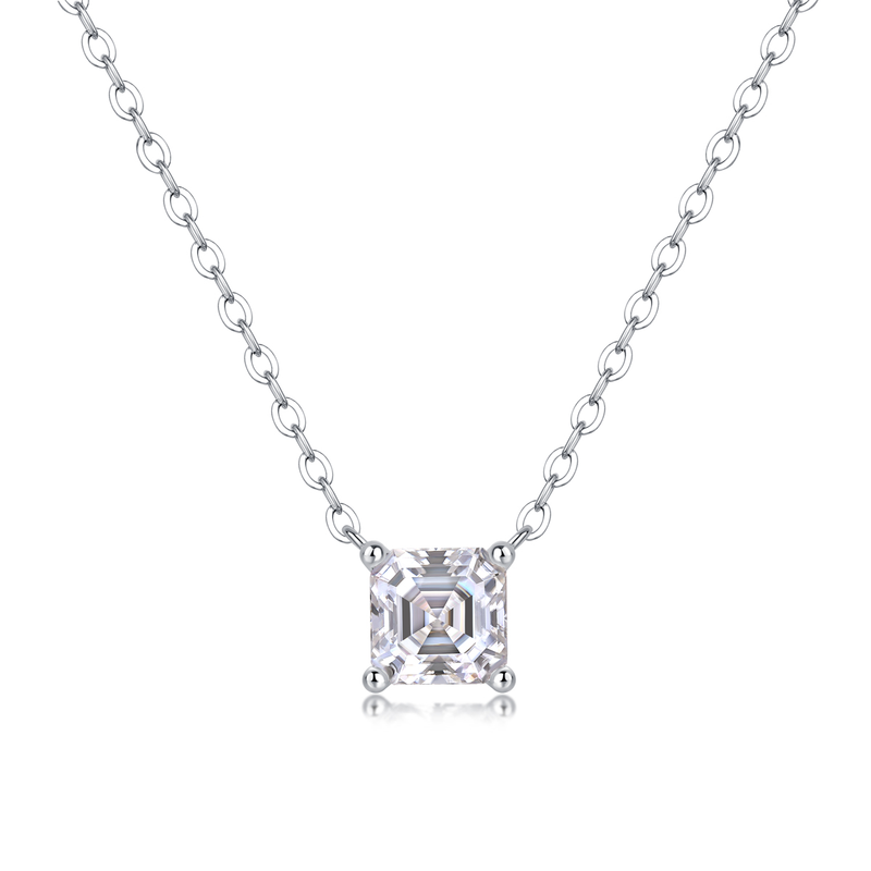 Square Moissanite Pendant Necklace in S925 Sterling Silver Modern & Elegant Fine Jewelry - 5
