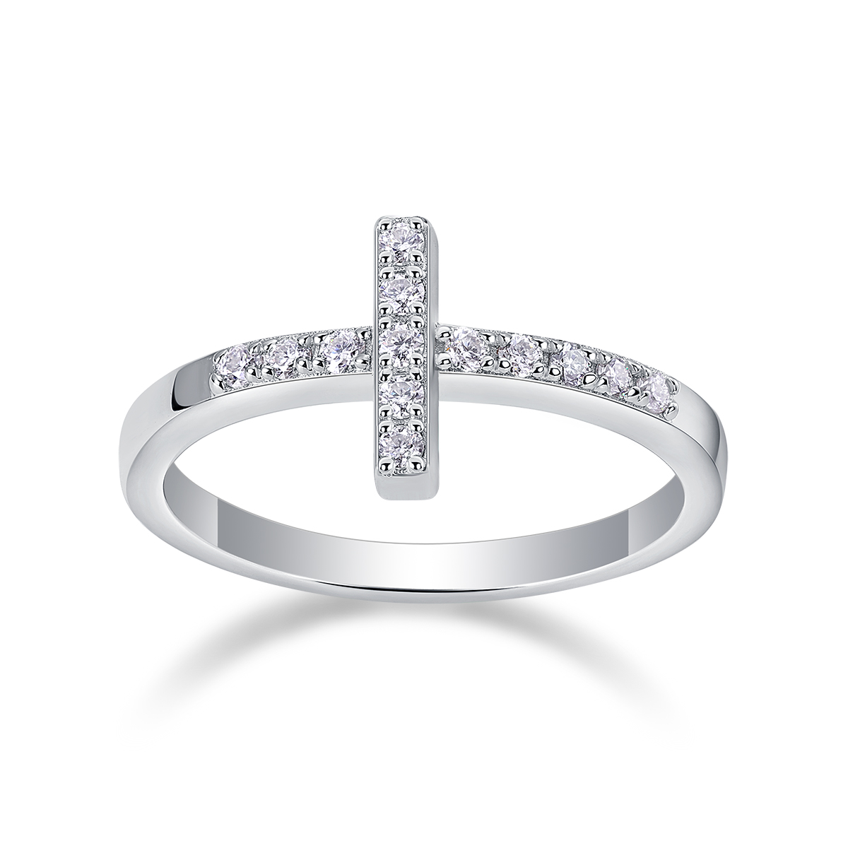 1Holy Light Cross S925 Sterling Silver Ring with Moissanite Accent