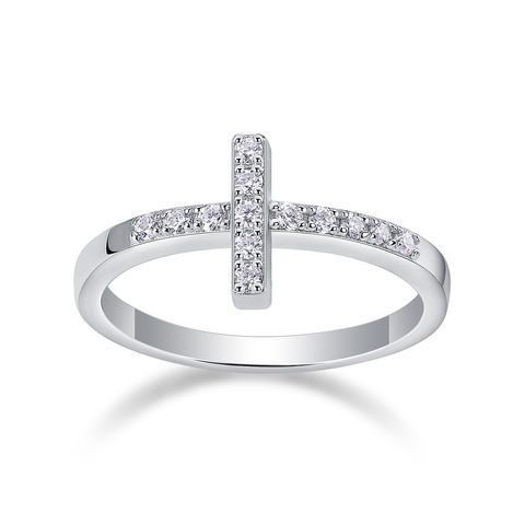 1Holy Light Cross S925 Sterling Silver Ring with Moissanite Accent