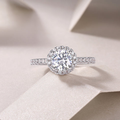 1 Carat Moissanite Silver Ring Luxury Fashion Statement Ring