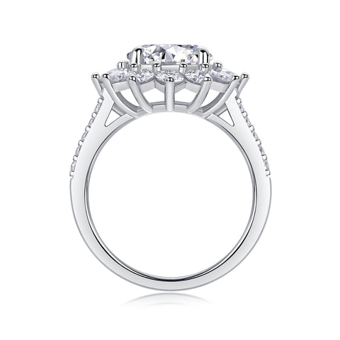 1Sunflower 3-Carat Moissanite Sterling Silver Ring Modern Elegant Fine Jewelry