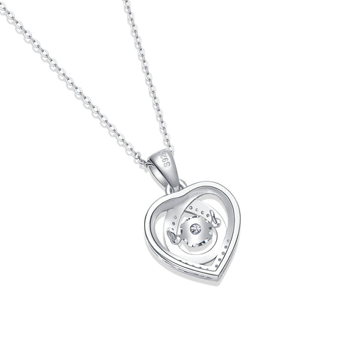 S925 Sterling Silver Heart Pendant Necklace with 0.5-Carat Moissanite Sparkle