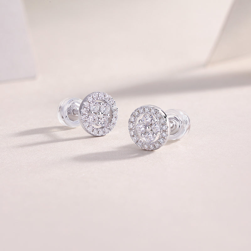 S925 Sterling Silver Osmanthus Moissanite Stud Earrings Elegant Floral Design - 3