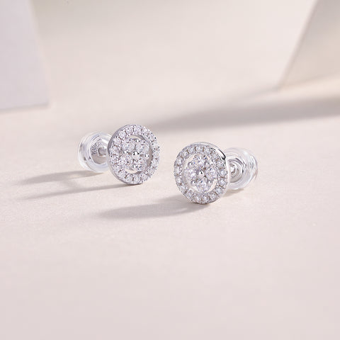 S925 Sterling Silver Osmanthus Moissanite Stud Earrings Set Elegant Floral Design