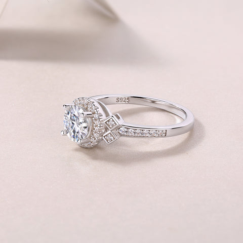 S925 Silver Moissanite Large Diamond Ring Luxury Fashion Design