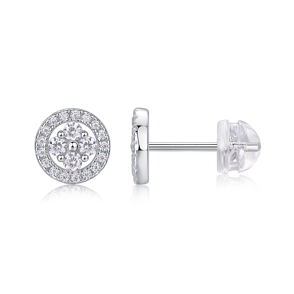 S925 Sterling Silver Osmanthus Moissanite Stud Earrings Set Elegant Floral Design
