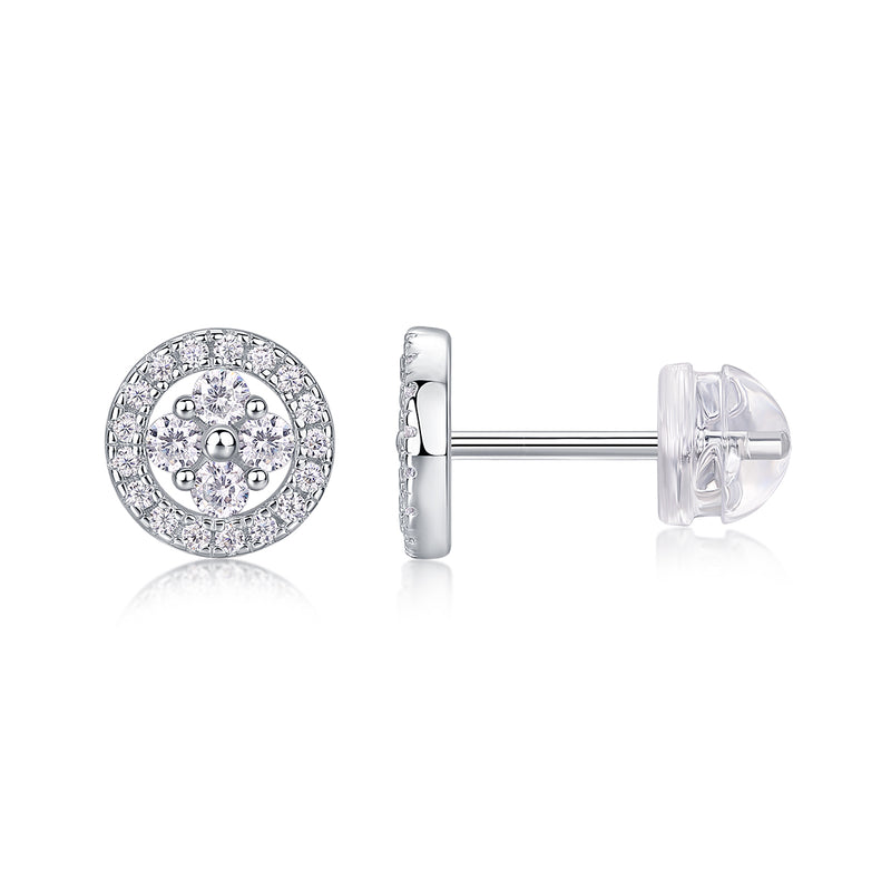 S925 Sterling Silver Osmanthus Moissanite Stud Earrings Elegant Floral Design - 4