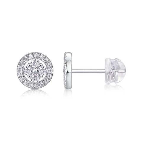 S925 Sterling Silver Osmanthus Moissanite Stud Earrings Set Elegant Floral Design