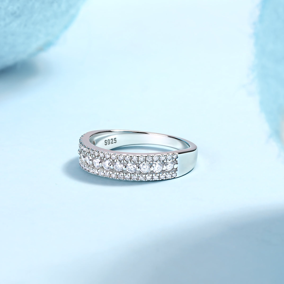 Multi-row Moissanite Silver Ring S925 Elegant Fashion Band