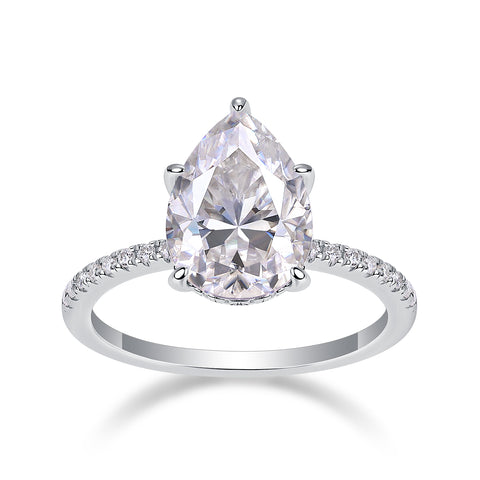 Pear-Shaped Moissanite Ring in S925 Sterling Silver Elegant Fashion Jewelry