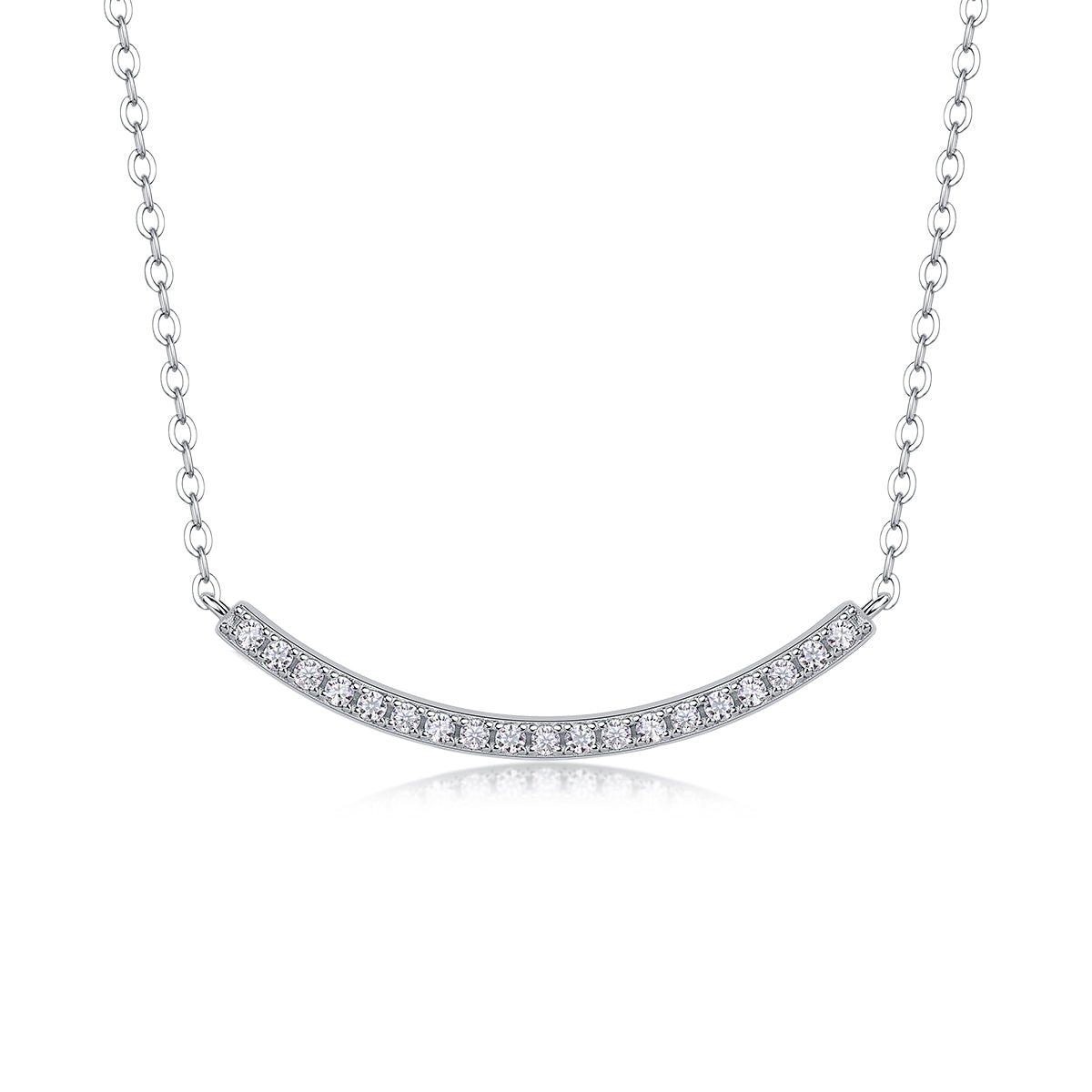 1Joy S925 Sterling Silver Moissanite Pendant Necklace Elegant Curved Bar Design