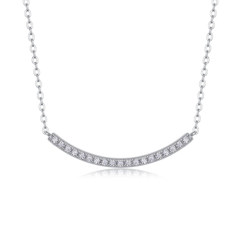 1Joy S925 Sterling Silver Moissanite Pendant Necklace Elegant Curved Bar Design