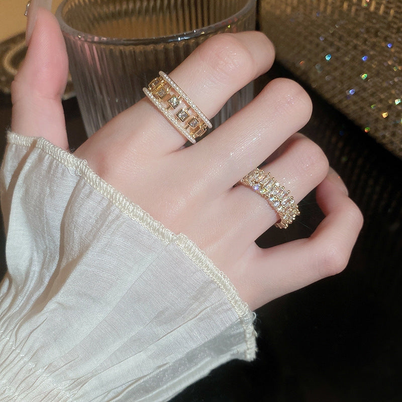 Elegant Hollow Square Open-End Copper Ring for Women - 3