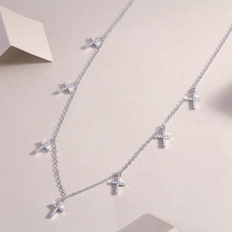 1Holy Light Cross Necklace Set with Moissanite in S925 Sterling Silver - 4
