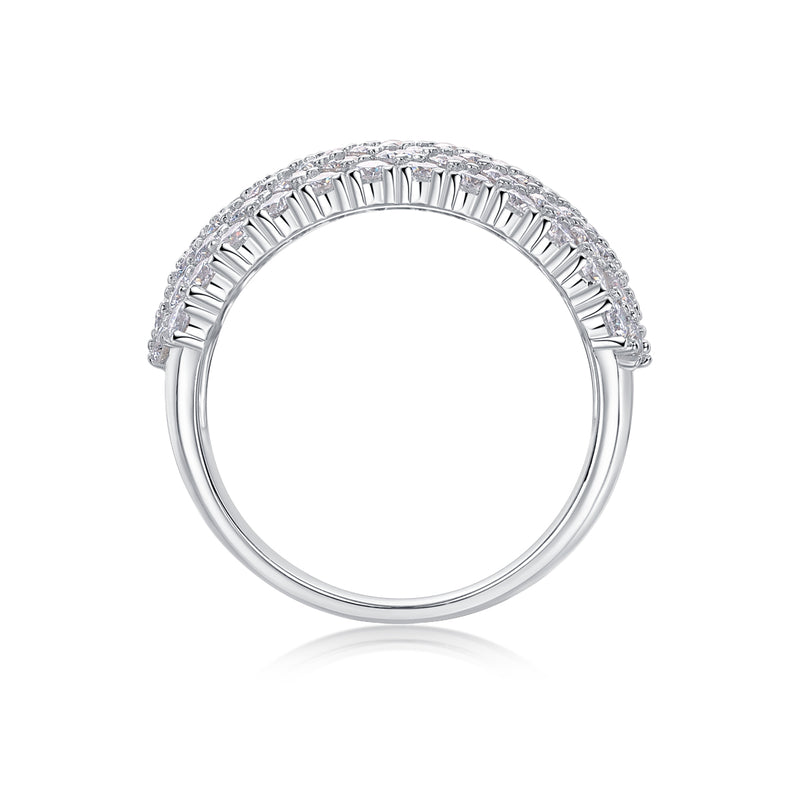 Luxury Multi-Row Moissanite Wide Ring in S925 Silver - Modern Elegant Fine Jewelry - 1