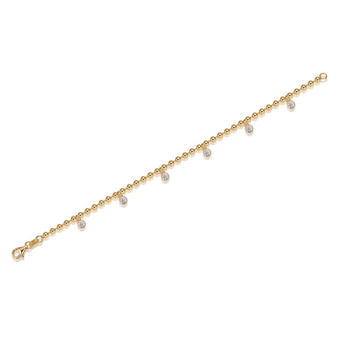 S925 Silver Moissanite Beaded Bracelet with Dangling Charms Elegant Fine Jewelry