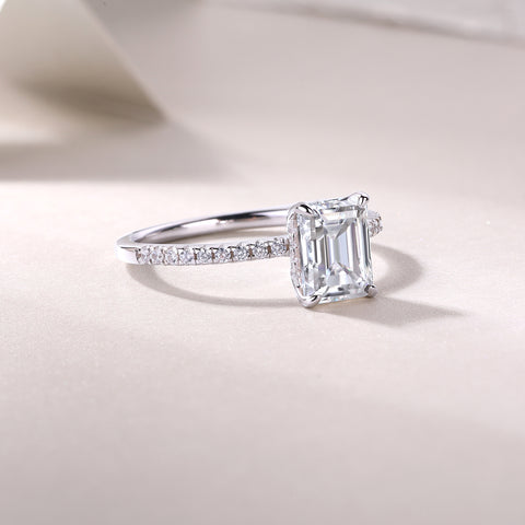 S925 Silver 1Square Moissanite Ring with Octagonal Stone Luxury Fashion
