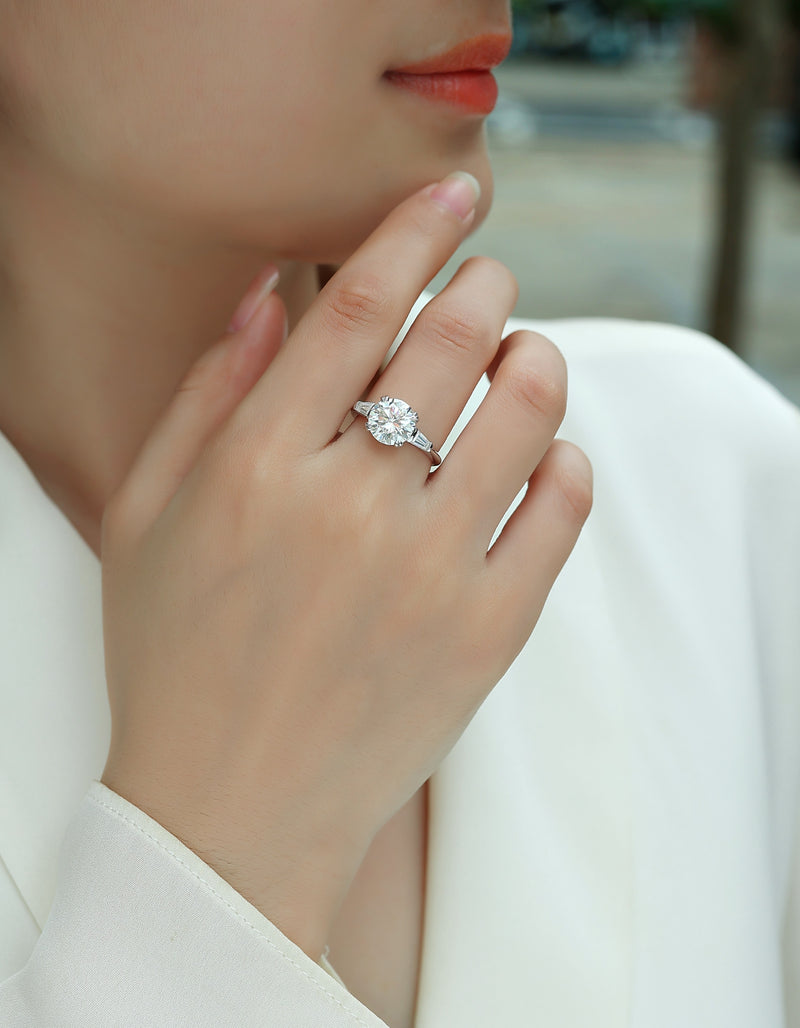 3-Carat Moissanite S925 Sterling Silver Ring Modern Elegant Design - 5
