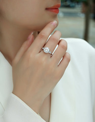 3-Carat Moissanite S925 Sterling Silver Ring Fashion Jewelry