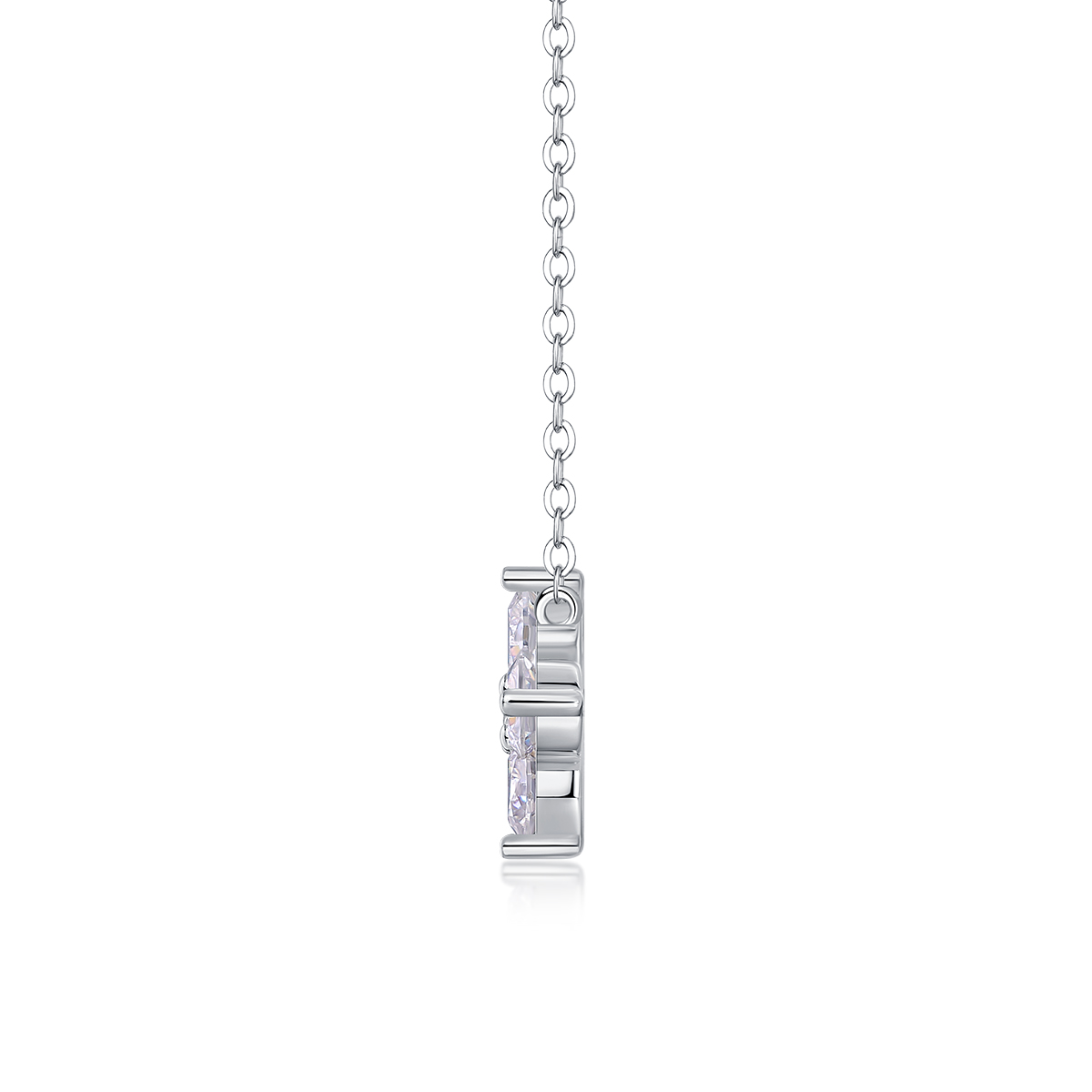 S925 Sterling Silver Four-Leaf Clover Pendant Necklace with Moissanite