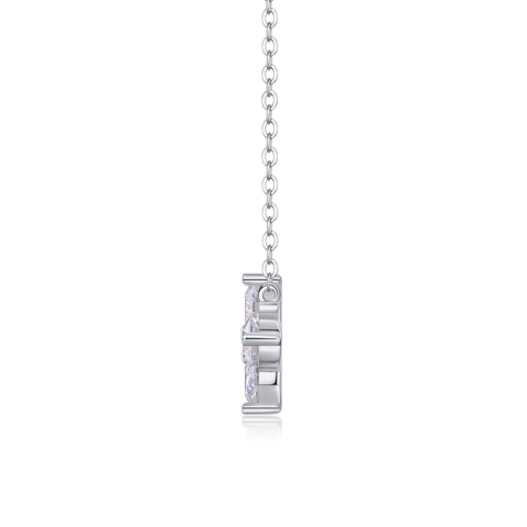 S925 Sterling Silver Four-Leaf Clover Pendant Necklace with Moissanite