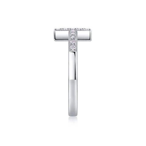 1Holy Light Cross S925 Sterling Silver Ring with Moissanite Accent