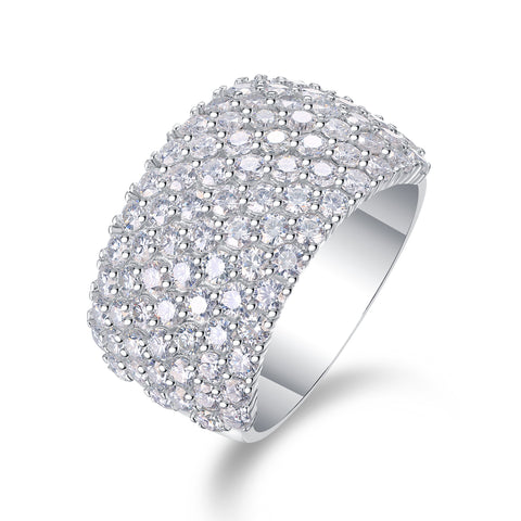 Luxury Multi-Row Moissanite Wide Ring in S925 Silver