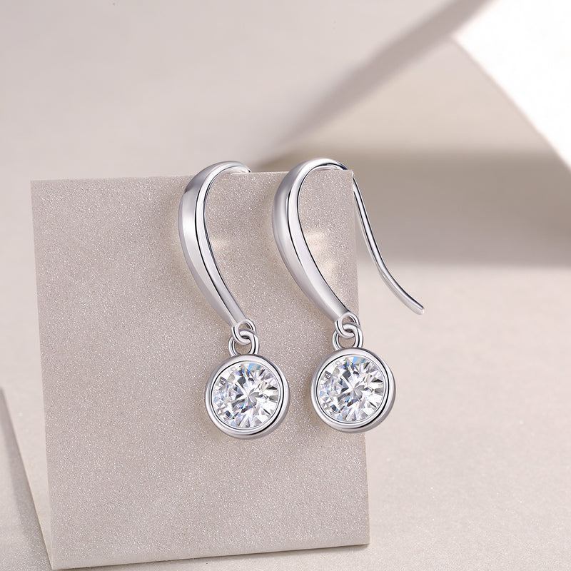 S925 Sterling Silver Moissanite Earrings Set with Platinum-Plated Accents - 4