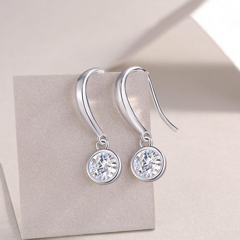 S925 Sterling Silver Moissanite Earrings Set with Platinum-Plated Accents